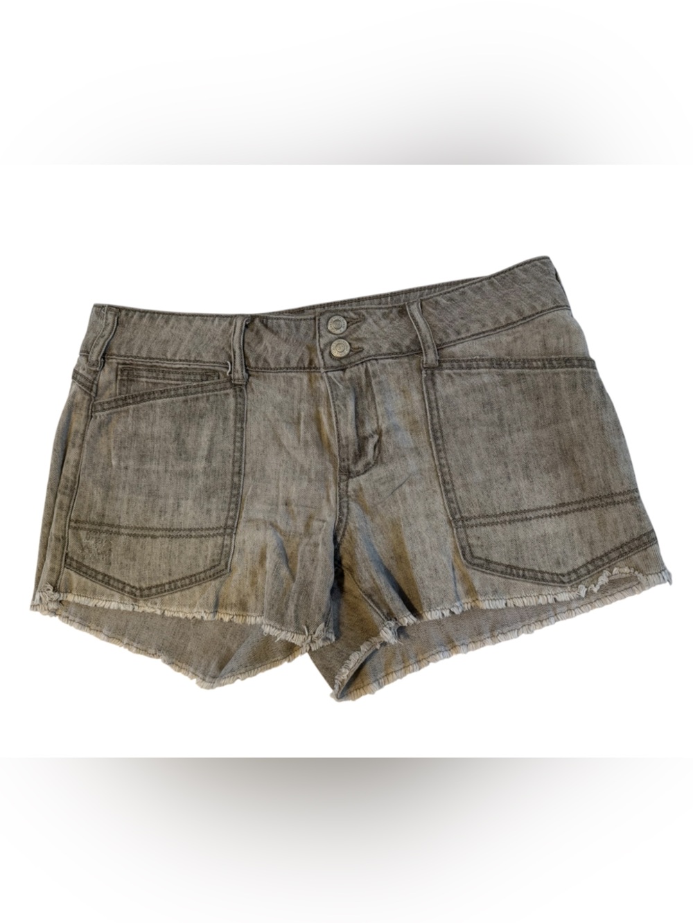 Anthropologie Pilcro Wanderer Shorts Washed Gray 27 Cutoff Jeans Raw Hem #NE228